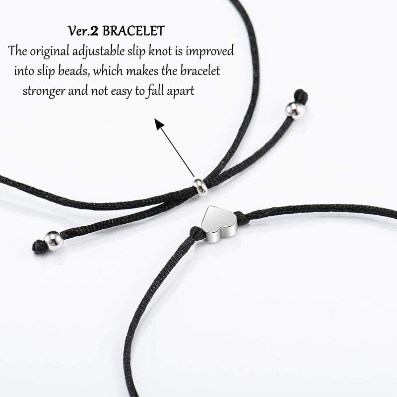 MANVEN Best Friend Bracelet Gifts for Women Best Friend Matching Heart Bracelets for 2 Pinky Promise String Bff Friendship Bracelets for 2 Women Men Wish Teens Couple (Ver.2) - Image 4